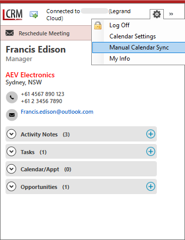 How To Set Up Outlook Calendar Sync – Legrand CRM Cloud Knowledge Base